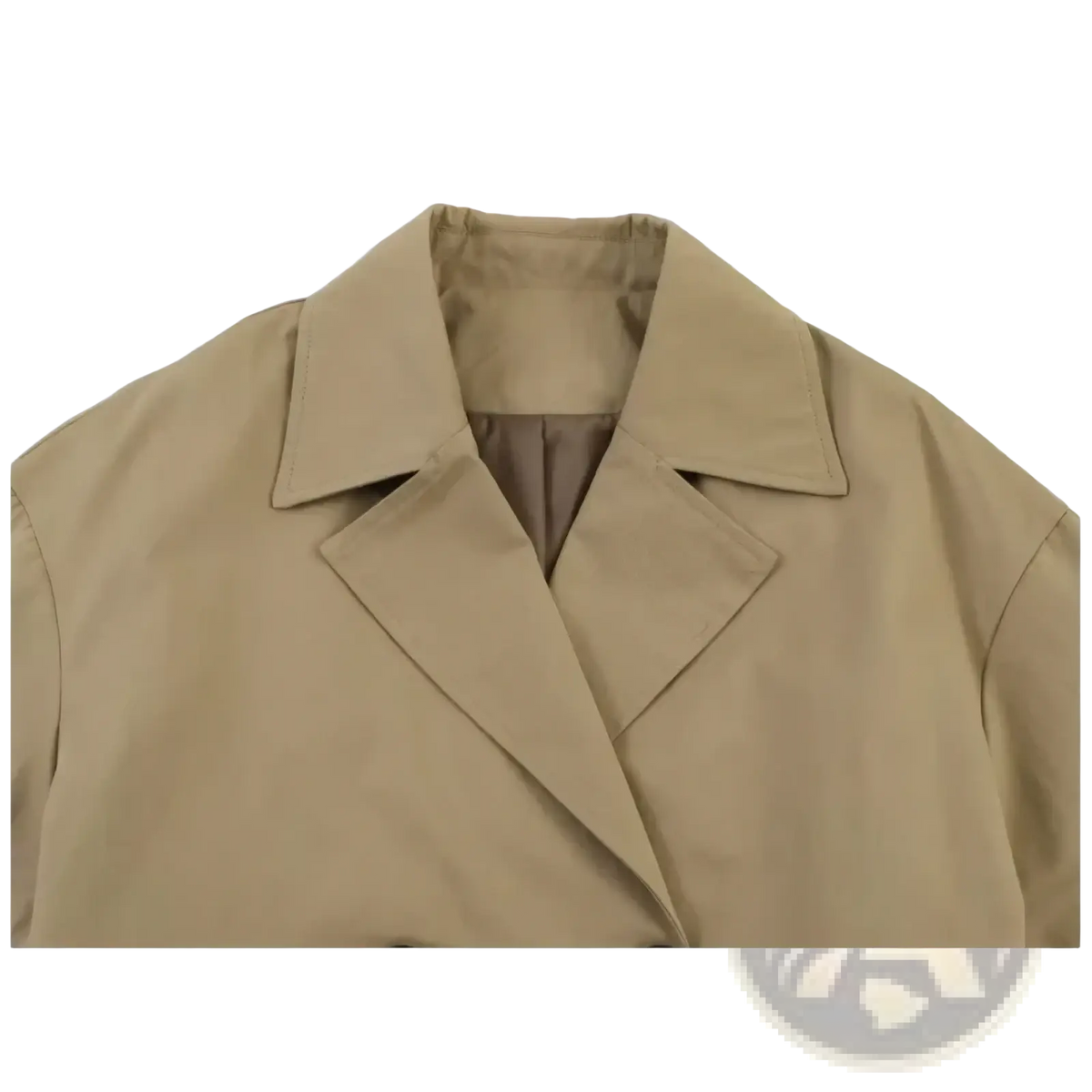 Women cropped trench coat beige double breasted outerwear with structured collar and clean tailored lines