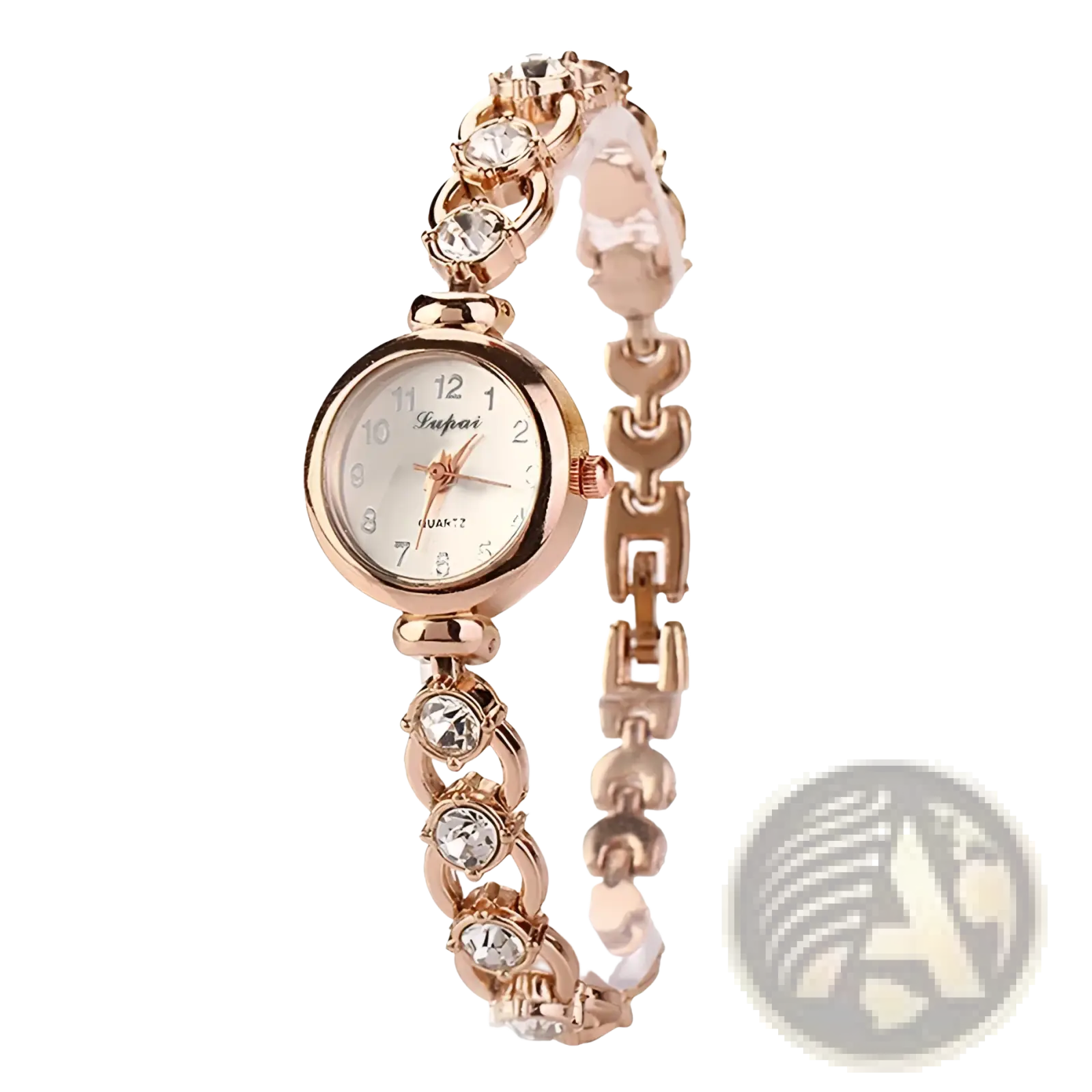 Rose gold-toned women crystal bracelet watch with clear crystal accents luxury quartz dress timepiece