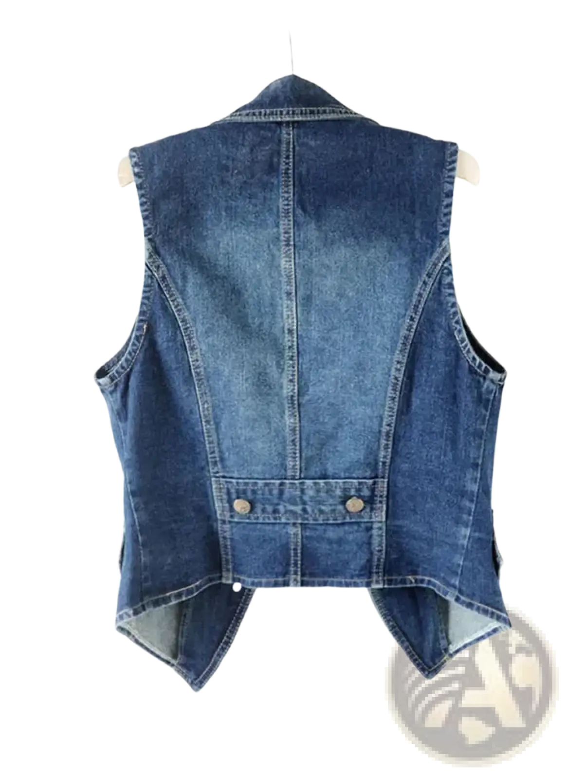Women denim vest jacket in blue denim with a classic faded wash and visible stitching details for casual outerwear