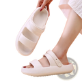 White minimalist women eva slide sandals with thick rubber sole and adjustable straps for summer beach use