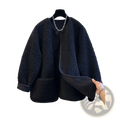 Black women faux shearling cropped coat winter jacket with soft textured faux fur exterior and smooth black lining