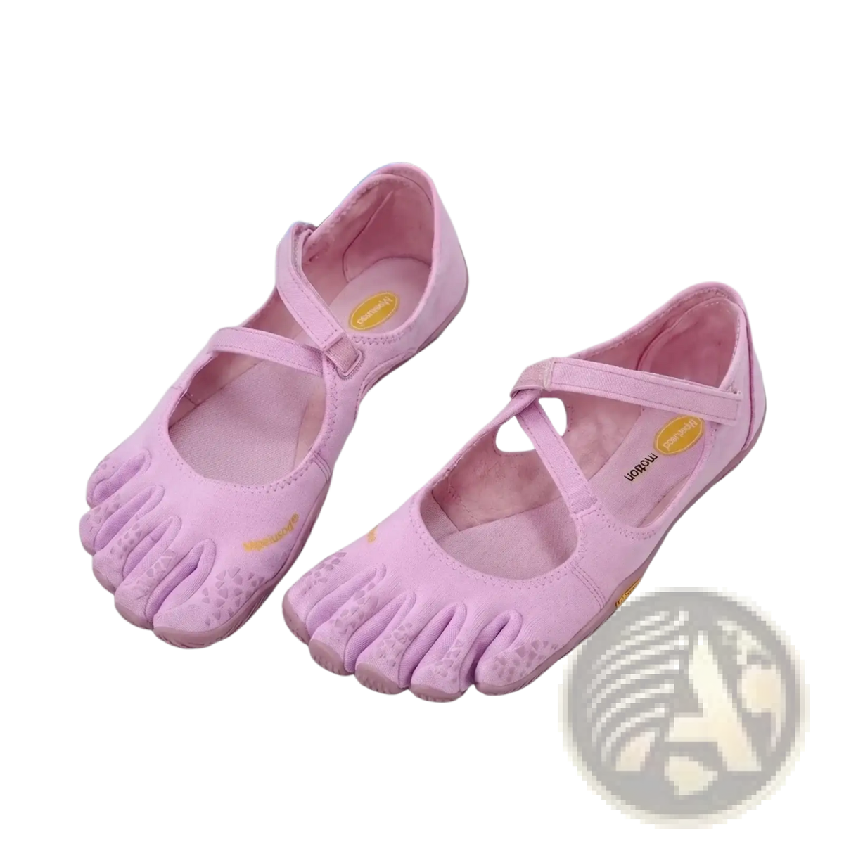 Women five toe minimalist barefoot shoes in pink with soft suede upper rubber soles and adjustable straps for secure fit