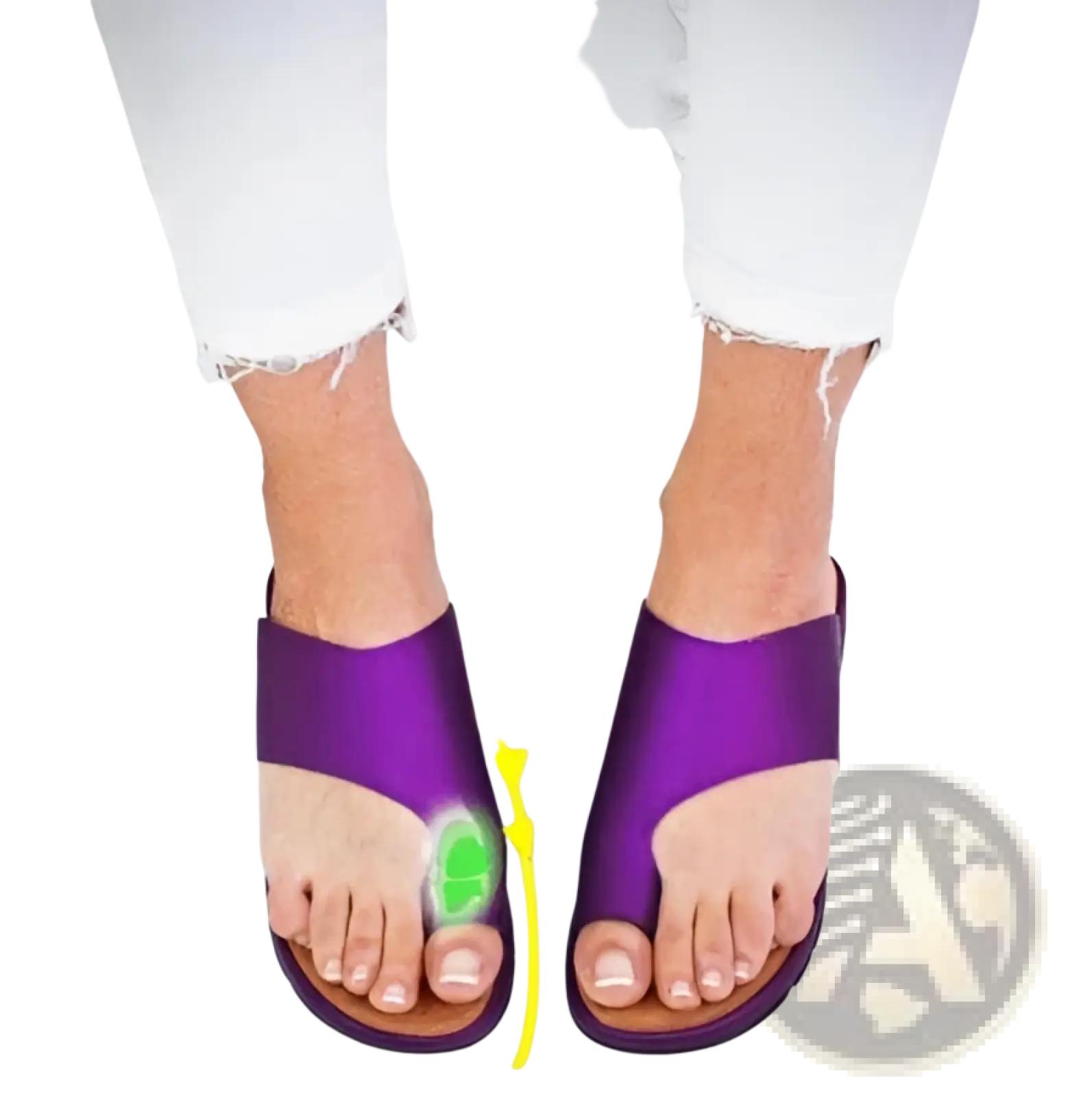 Women flat slide sandals open toe plus size 43 in purple satin with green circular insole detail