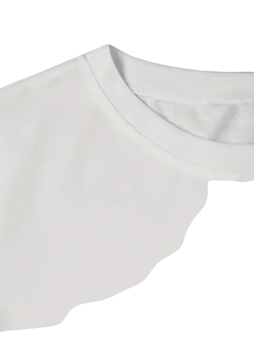 White short sleeve t shirt for women with floral daisy design and smooth plain fabric crew neck style