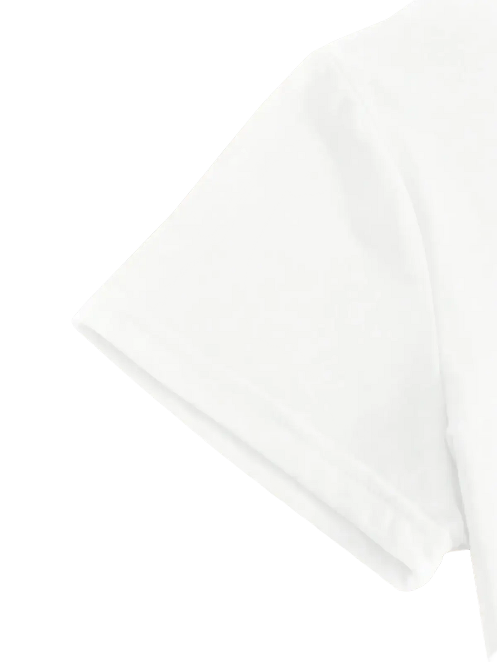 A crisp white cotton women floral daisy short sleeve t shirt sleeve with a clean neatly folded hem