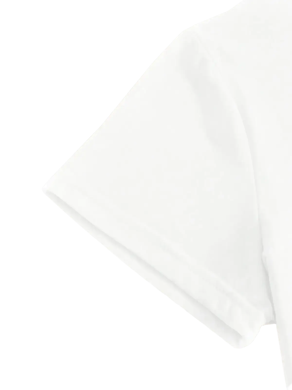 A crisp white cotton women floral daisy short sleeve t shirt sleeve with a clean neatly folded hem