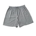 Women floral viscose lounge shorts in black and white checkered pattern with loose fit and elastic waistband