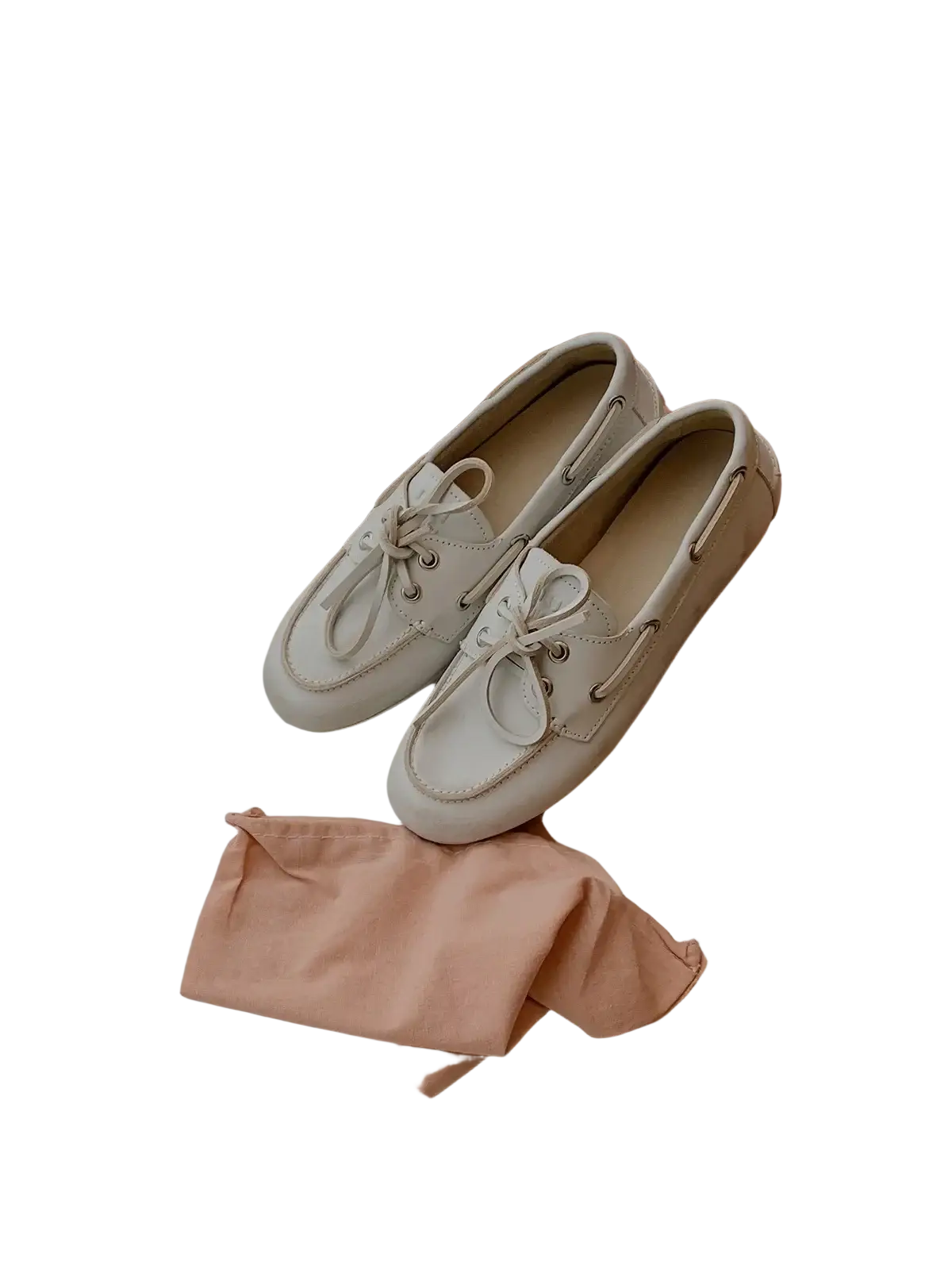 A pair of women genuine leather white lace up loafers with a classic minimalist design