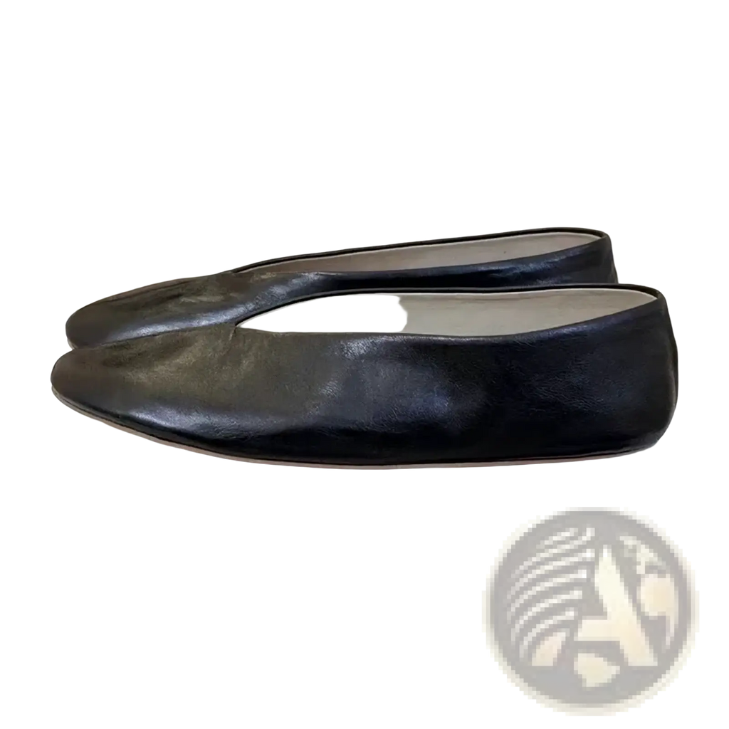 Women genuine leather loafers flat shoes black leather ballet flats with a sleek minimalist design