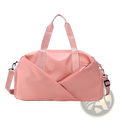 A sleek blush-pink women gym duffel bag with wet dry separation and dual carrying handles for modern use