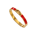 Women h bangle gold enamel minimalist bracelet featuring a gold-toned bangle with red enamel and interlocking chain clasp