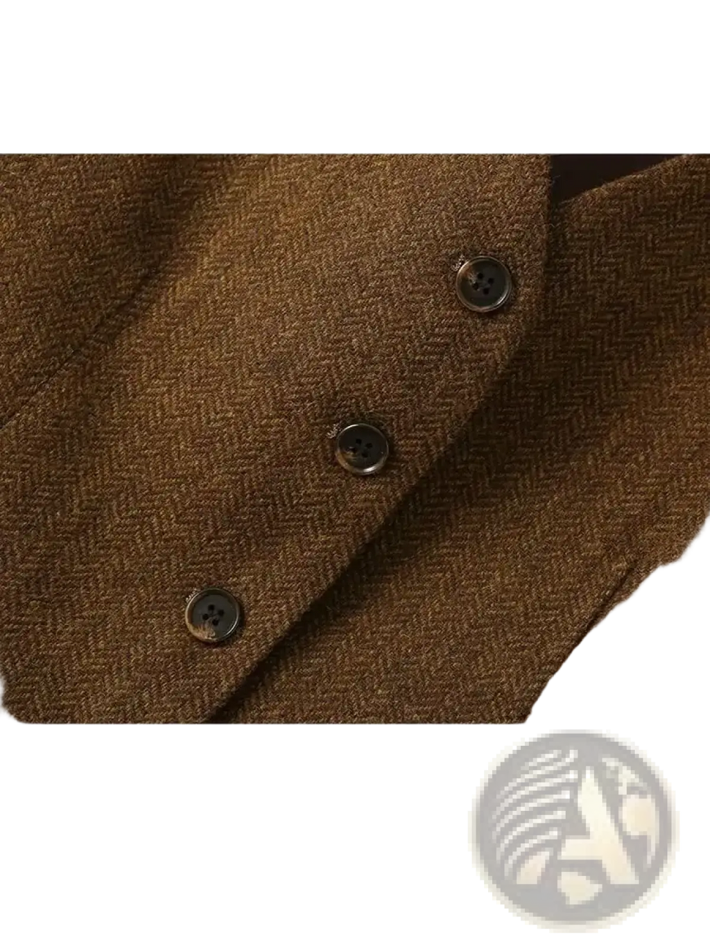 Brown herringbone wool vest tailored slim fit with dark bronze buttons for women in a slim fit design