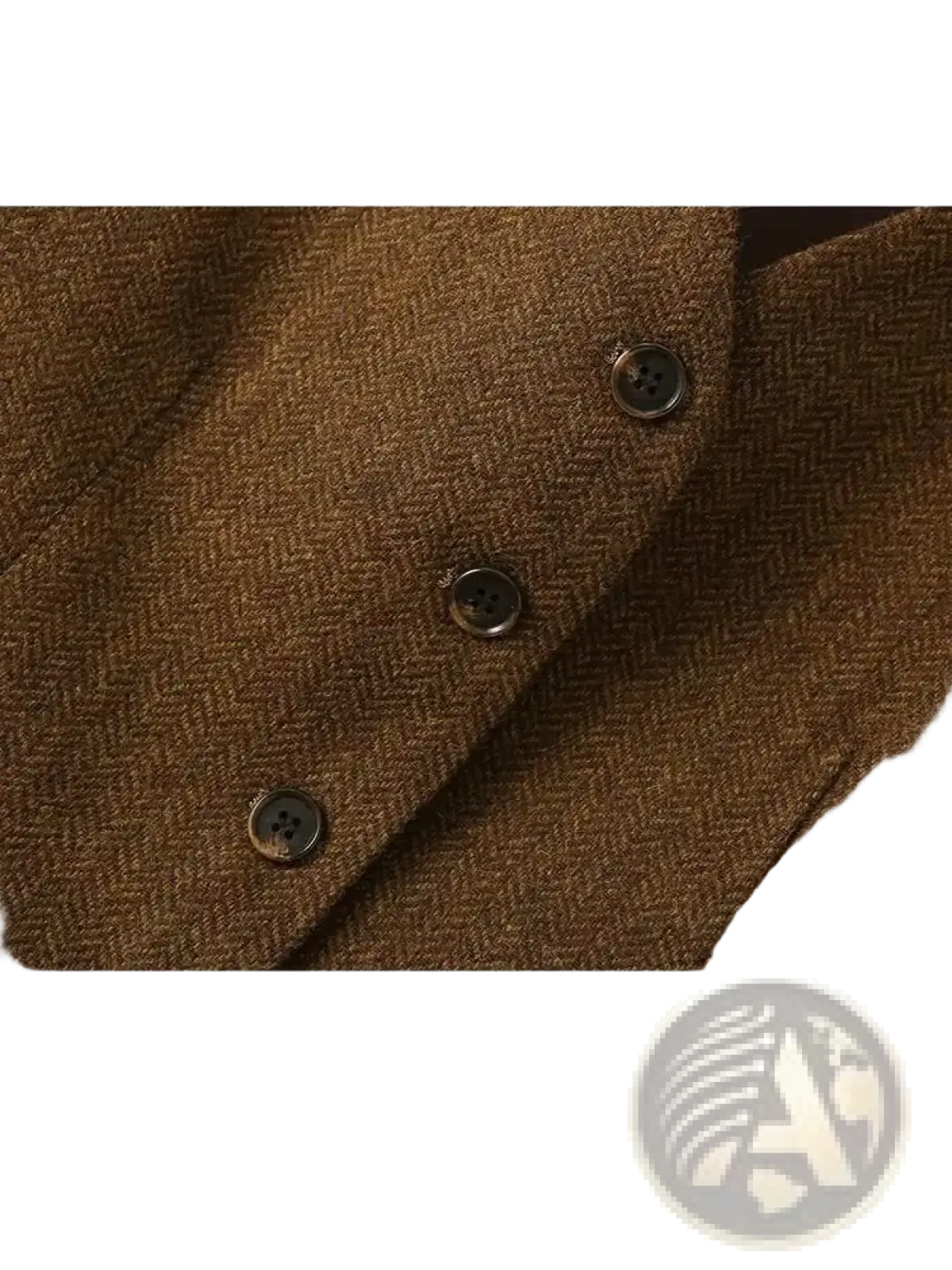 Brown herringbone wool vest tailored slim fit with dark bronze buttons for women in a slim fit design