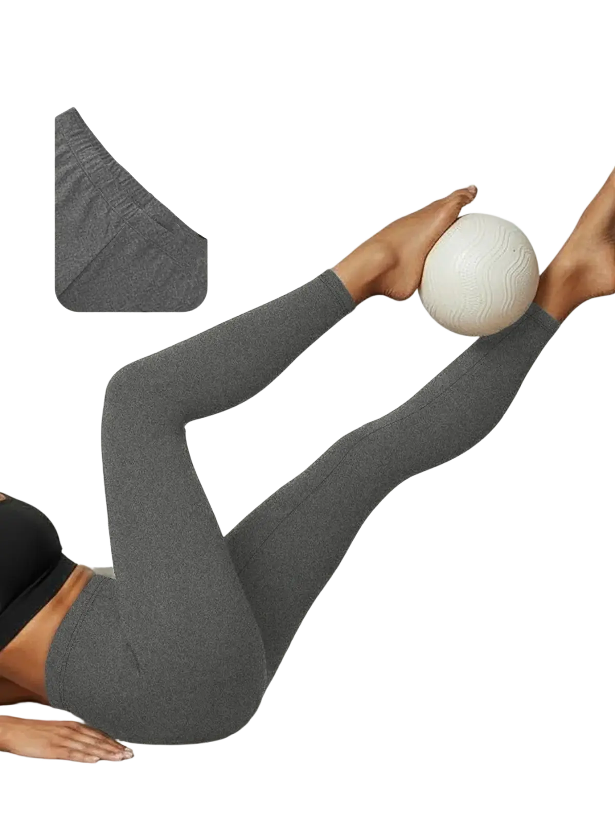Women high stretch workout leggings gray super soft material with 2.5cm waistband for tummy control
