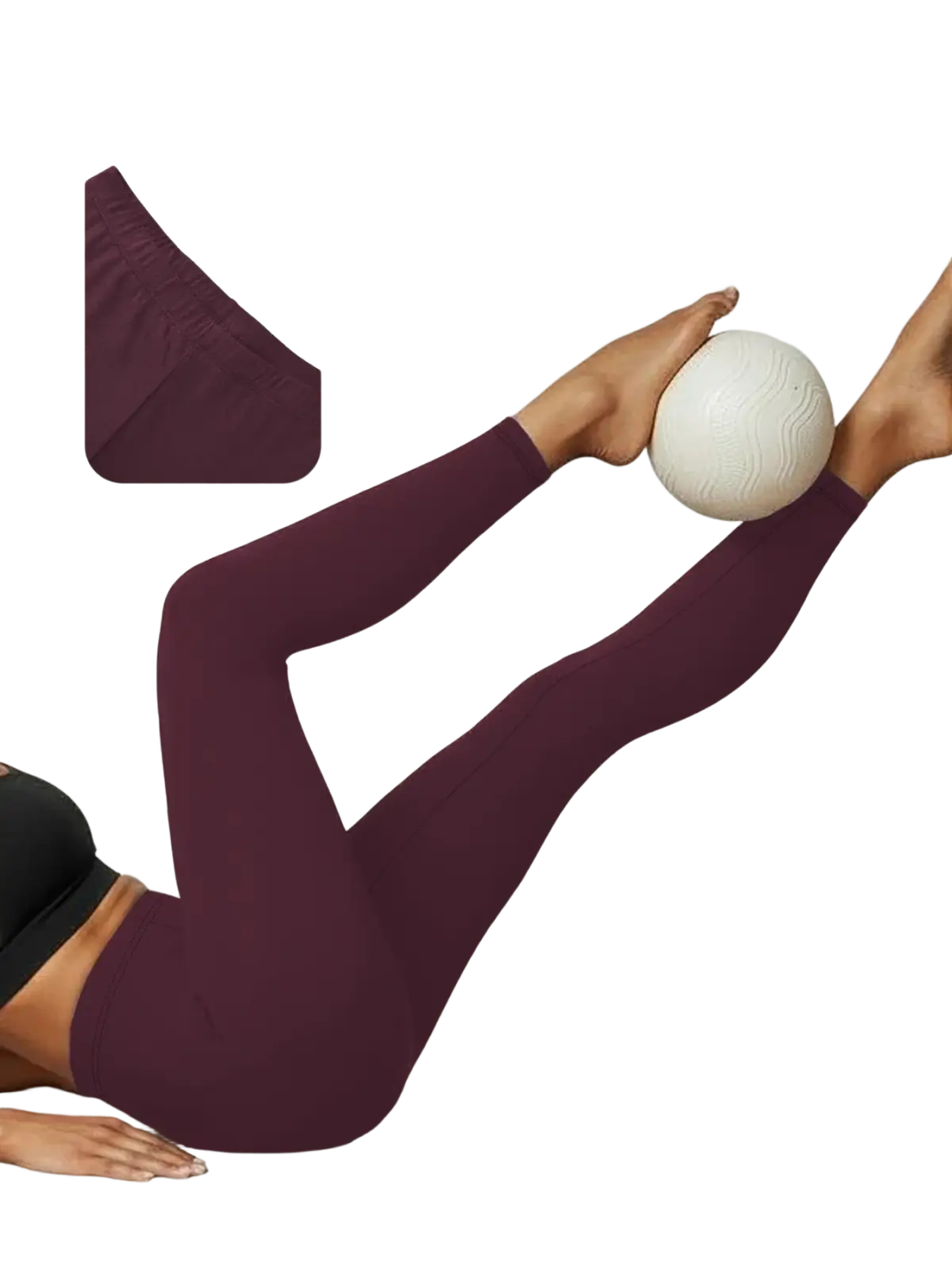Women high stretch workout leggings in maroon with super soft tummy control and 2.5cm waistband used for exercise