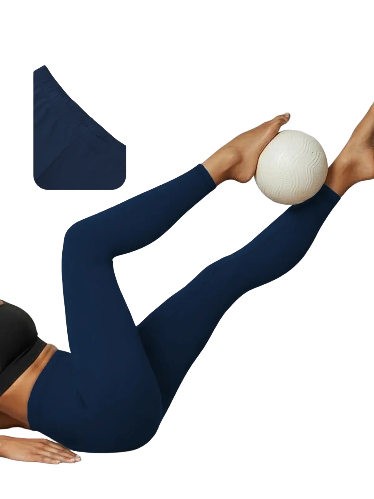 Navy blue women high stretch workout leggings with super soft tummy control fabric and a 2.5cm waistband