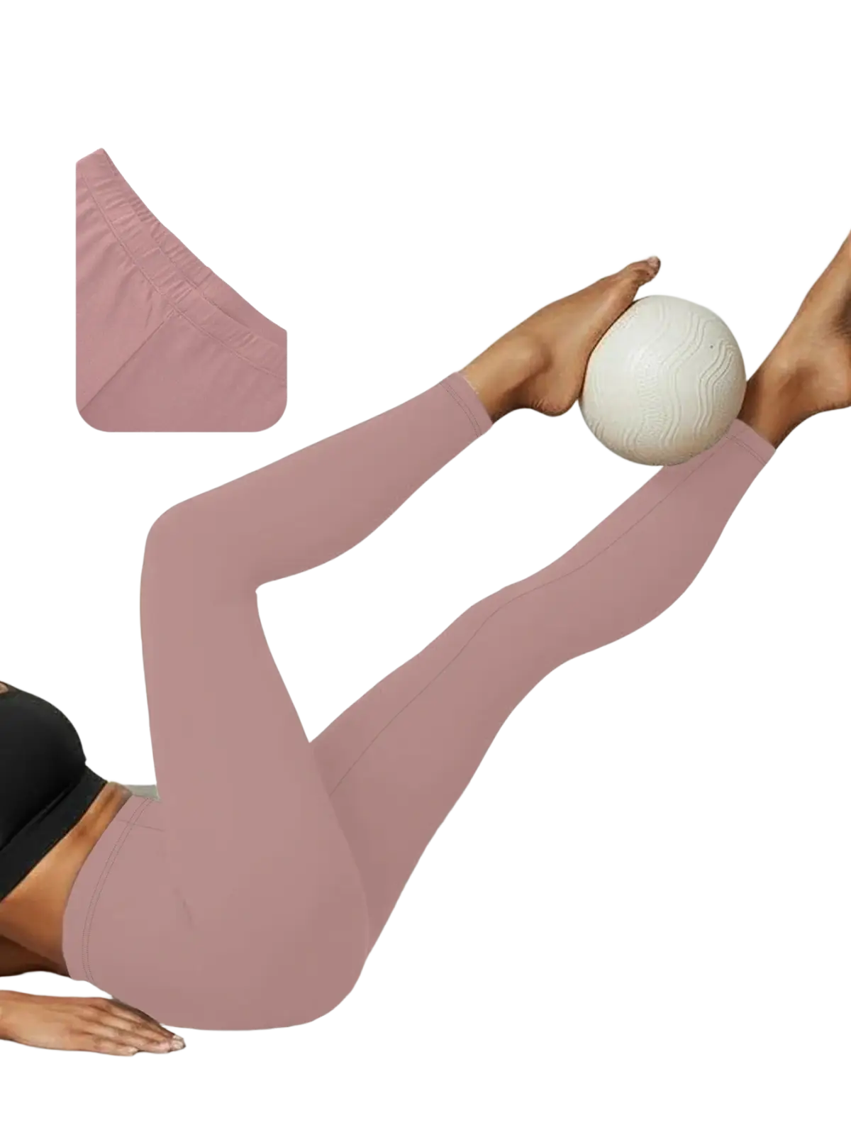 Women high stretch workout leggings in soft dusty rose with 2.5cm tummy control waistband for comfortable exercise