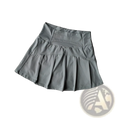A sleek light gray pleated high waist tennis skirt with subtle stitching quick dry for women athletes