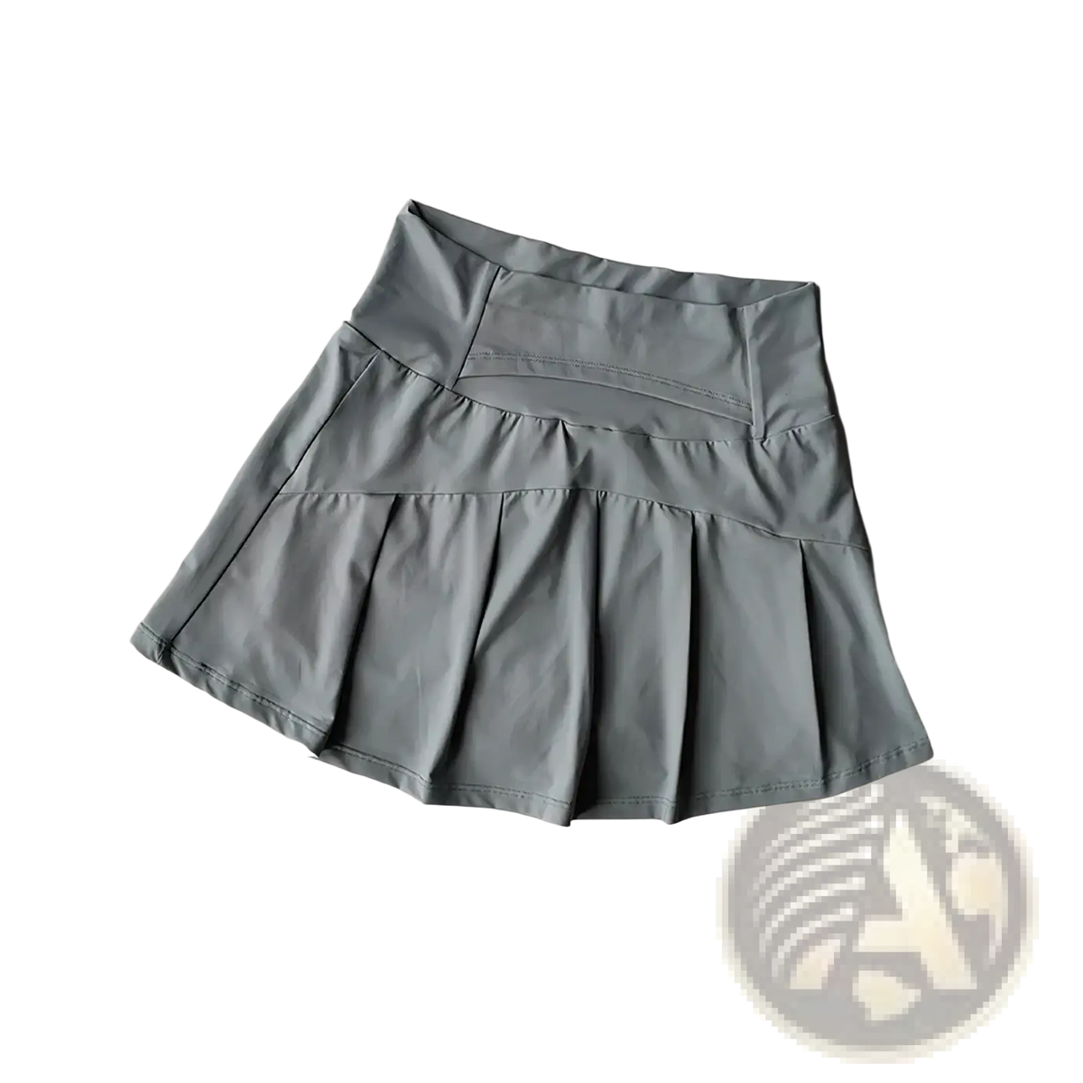 A sleek light gray pleated high waist tennis skirt with subtle stitching quick dry for women athletes