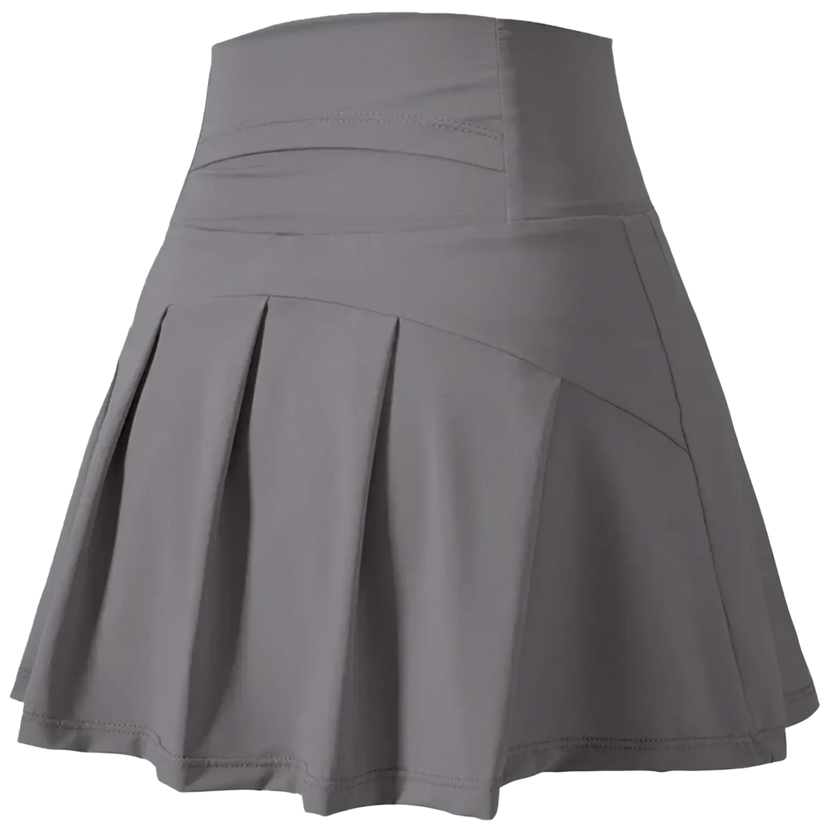 Women high waist gray pleated tennis skirt made of smooth stretchy quick dry fabric for athletic use