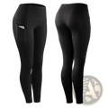 Black high waist pocket yoga leggings made of stretchy fabric featuring side pockets for women