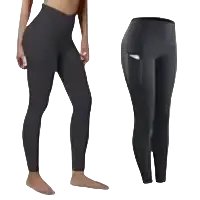 Women high waist black yoga leggings with pocket in smooth, form-fitting material designed for comfort and flexibility