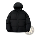 Black women hooded quilted puffer jacket featuring a warm insulated design ideal for cold weather wear
