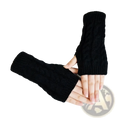 Black knitted fingerless gloves with cable knit pattern designed for women winter use in warm mittens style