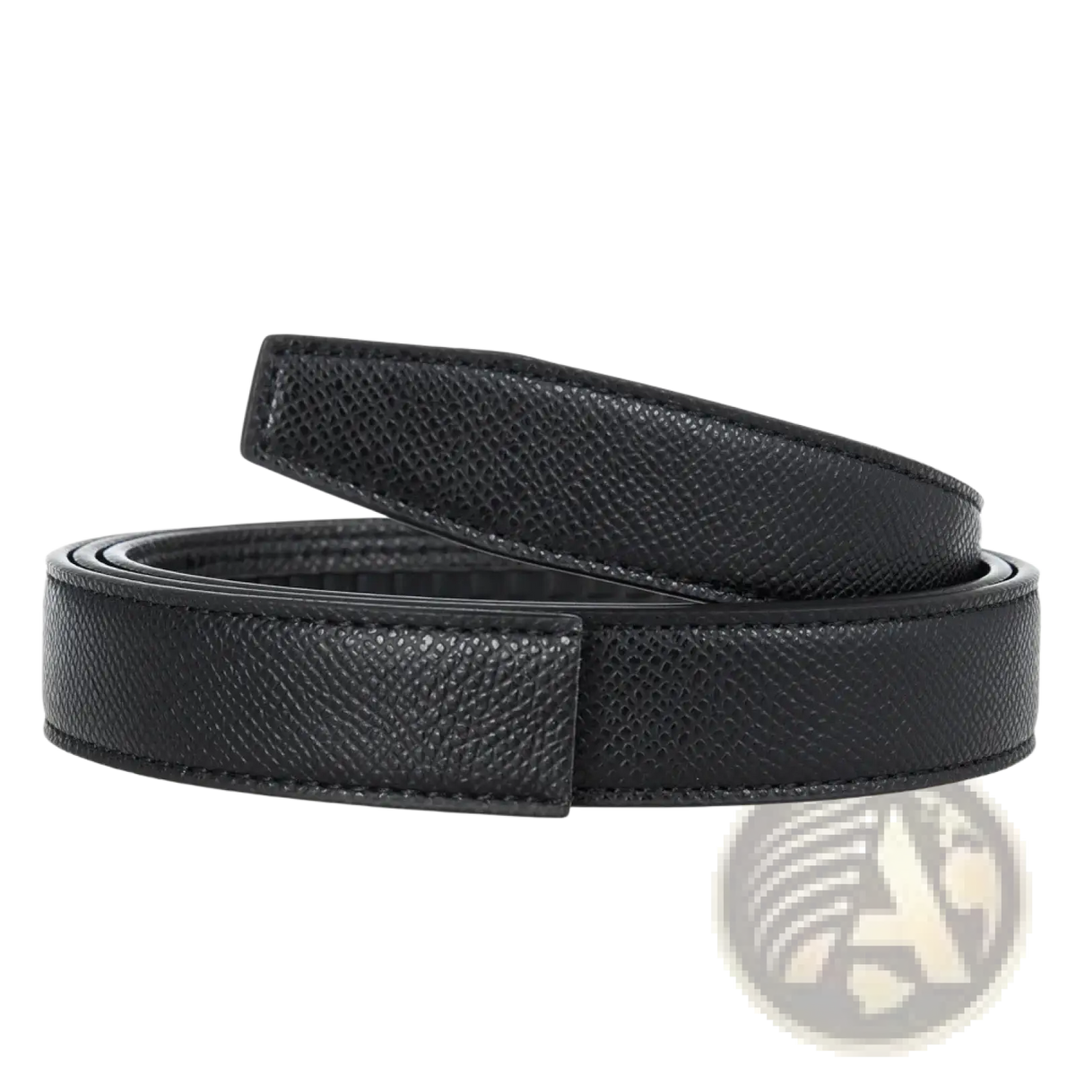Black textured leather women leather belt with an automatic buckle and thin waistband in a minimalist design