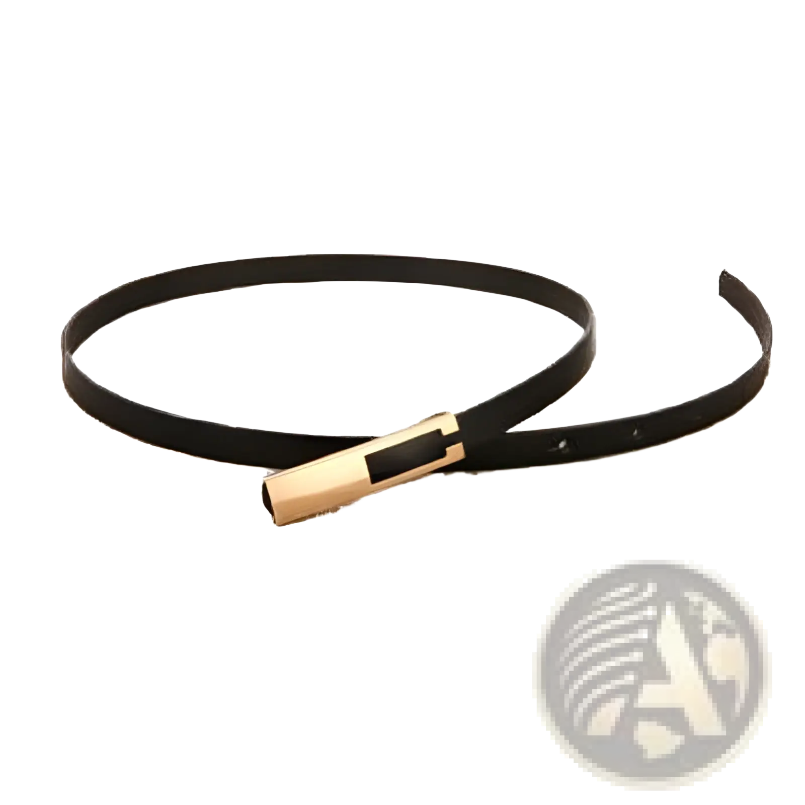 Black leather women leather belt with a slim gold-tone rectangular buckle from the red black white set