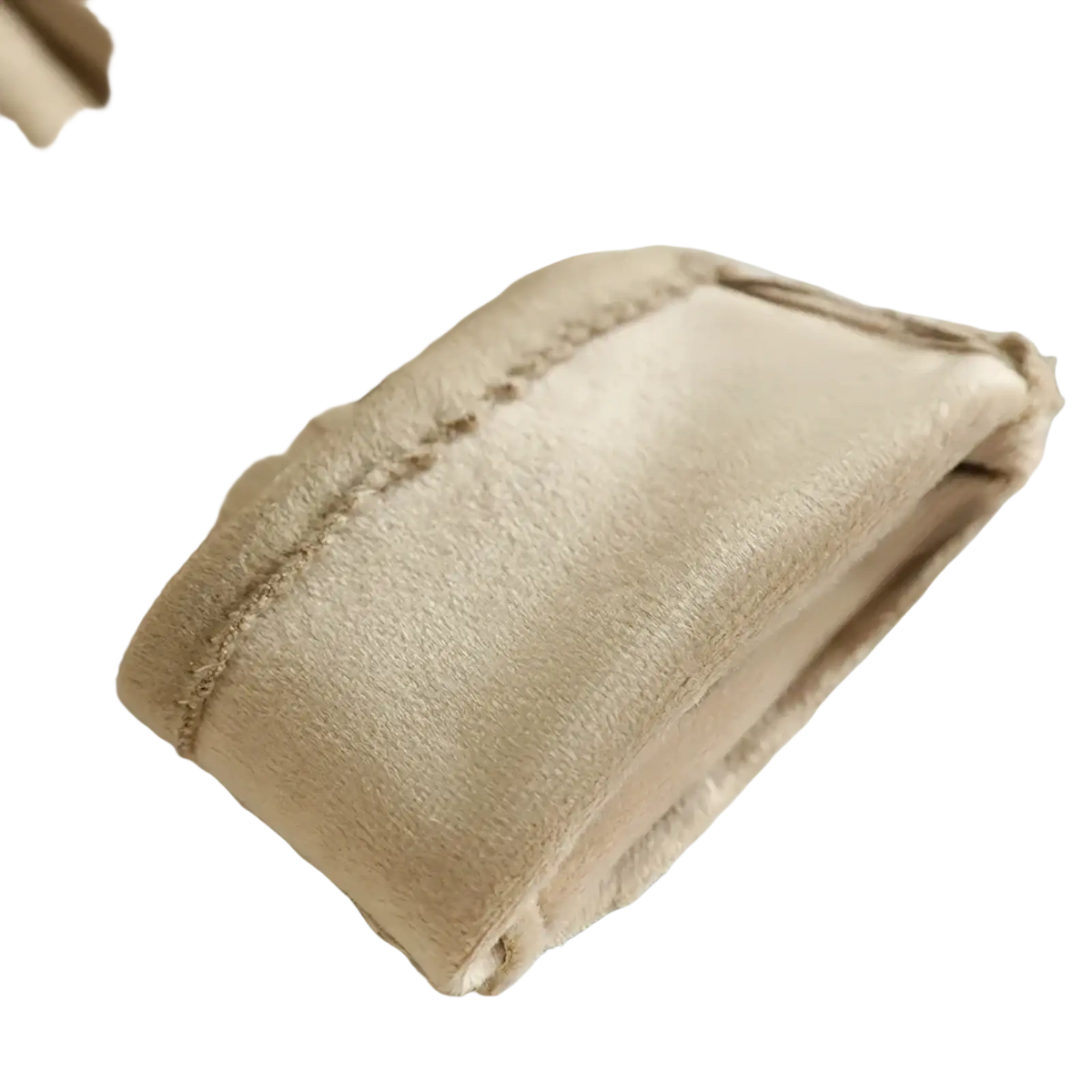 Beige faux fur-lined leggings with plush texture and stitched cuffs paired with women leather winter gloves touchscreen