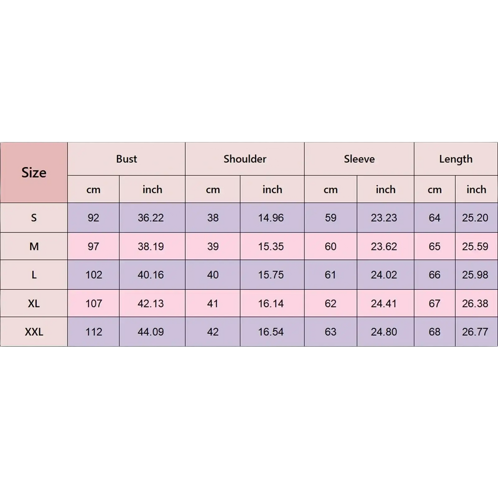 Size chart for women linen cotton v neck blouse long sleeve in mainland china displaying measurements in cm and inches for casual shirts