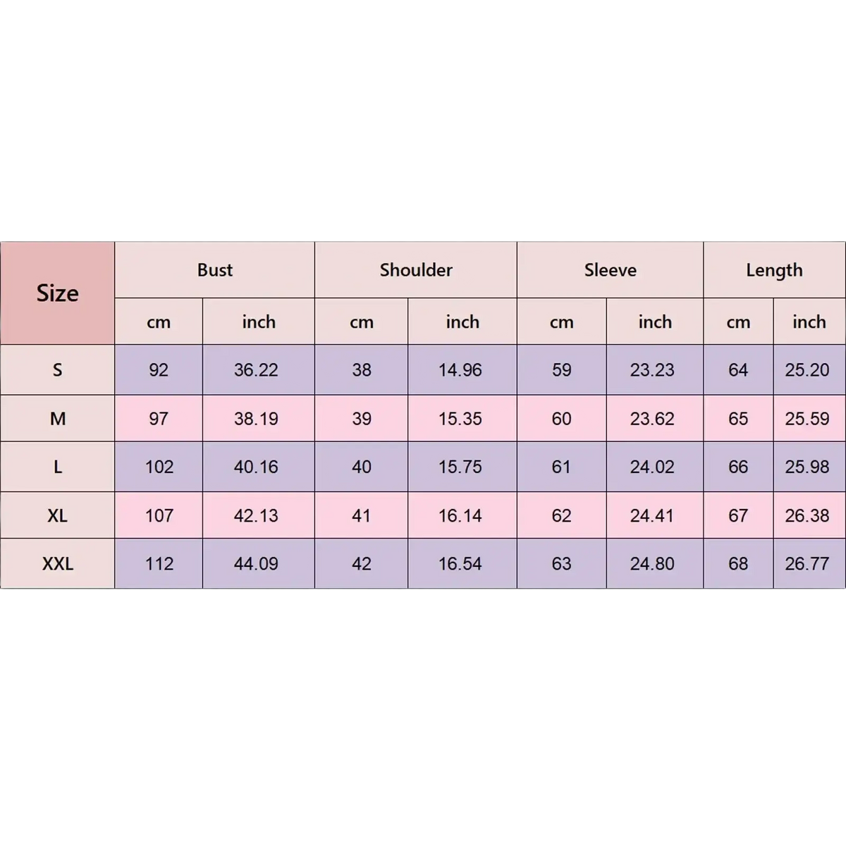 Size chart for women linen cotton v neck blouse long sleeve in mainland china displaying measurements in cm and inches for casual shirts