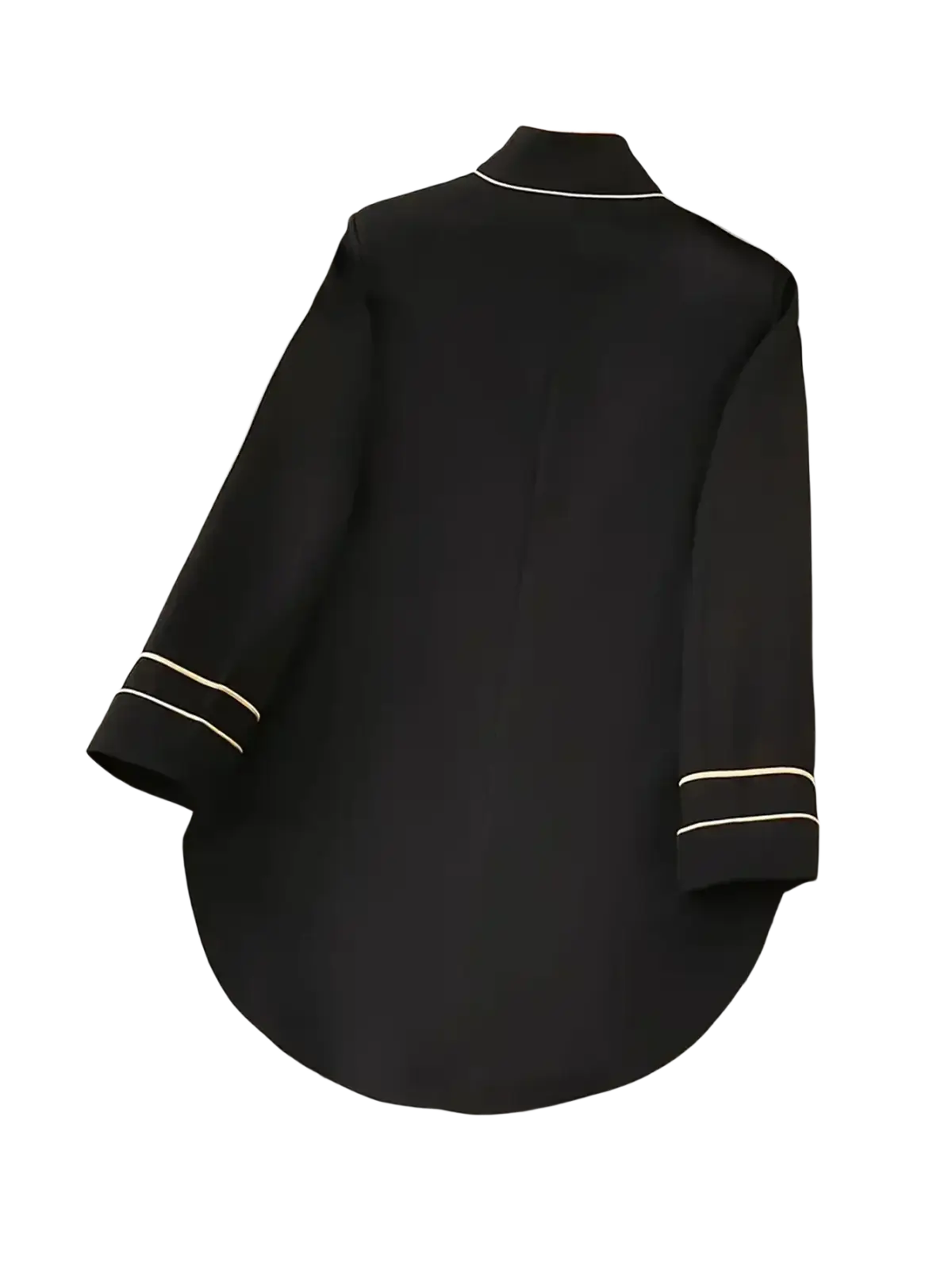 Black long-sleeved military blazer with gold buttons featuring white piping along collar and cuffs in Y2k style