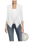 White women office blazer with sleek modern design and three-quarter sleeves, ideal for professional wear