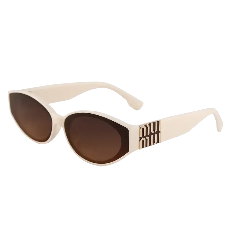 Women oval designer sunglasses cream-colored miu miu cat-eye frame with brown gradient uv400 lenses