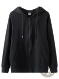 Black oversized zip up hoodie with drawstrings front pockets made of cotton ideal for casual wear