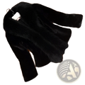 Black women padded coat with faux fur collar featuring a plush texture and long sleeves for winter wear