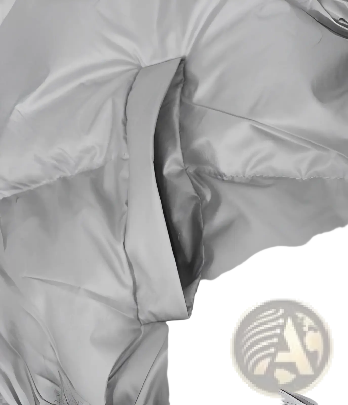Silver zipper pull on a women puffer jacket zip up warm outerwear designed for cold weather protection