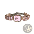 Women quartz crystal watch in rose gold featuring a pink faceted crystal face and gemstone-adorned bracelet