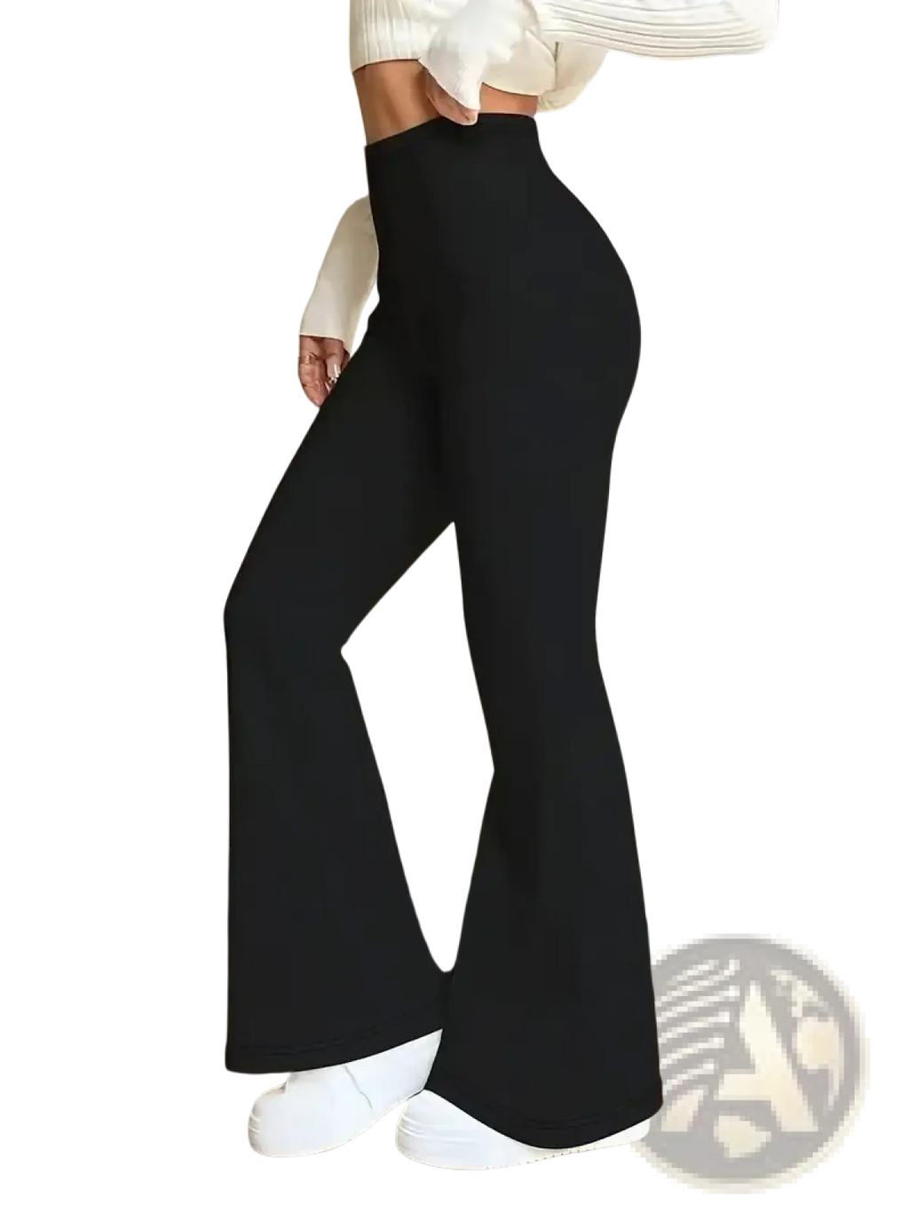 Women satin flared yoga pants high waisted black leggings made of smooth stretchy fabric for comfortable wear