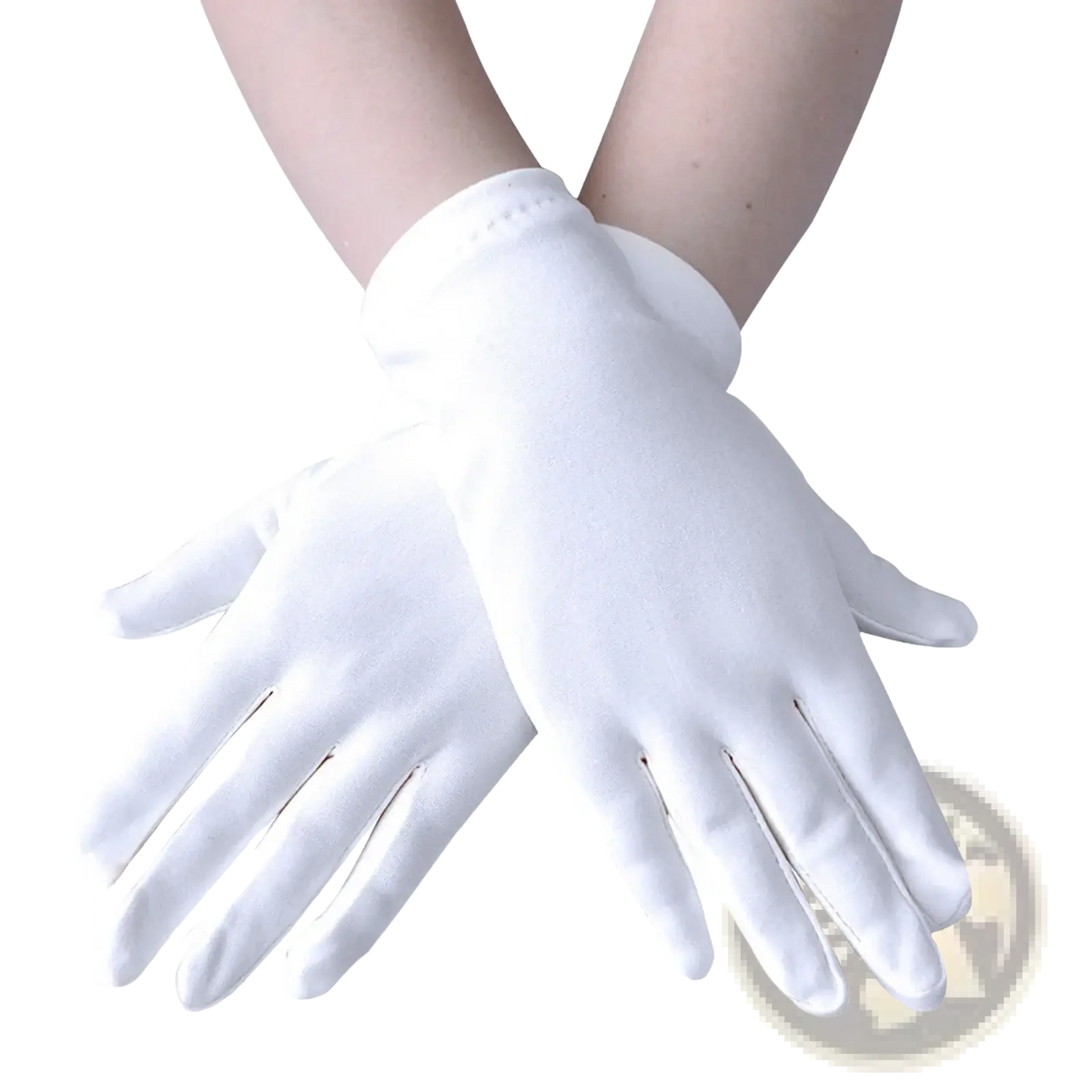 Women satin gloves long elbow opera mittens vibrant red with white smooth textured sleek form fitting design