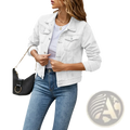 White slim fit denim jacket with classic button closure and front pockets casual button down jean coat for women