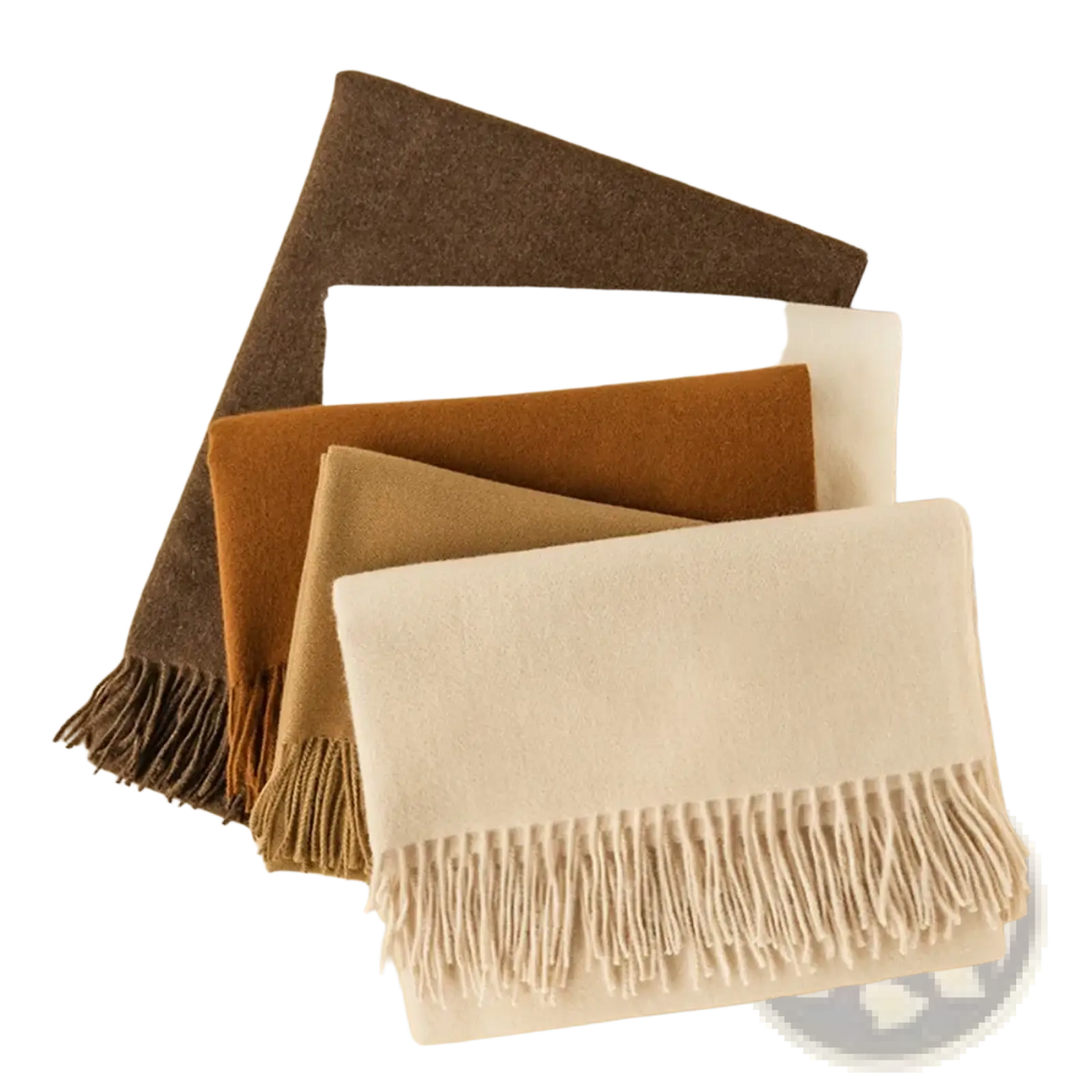 A collection of soft earth-toned wool scarves with delicate fringe detail for warm women solid cashmere winter shawls