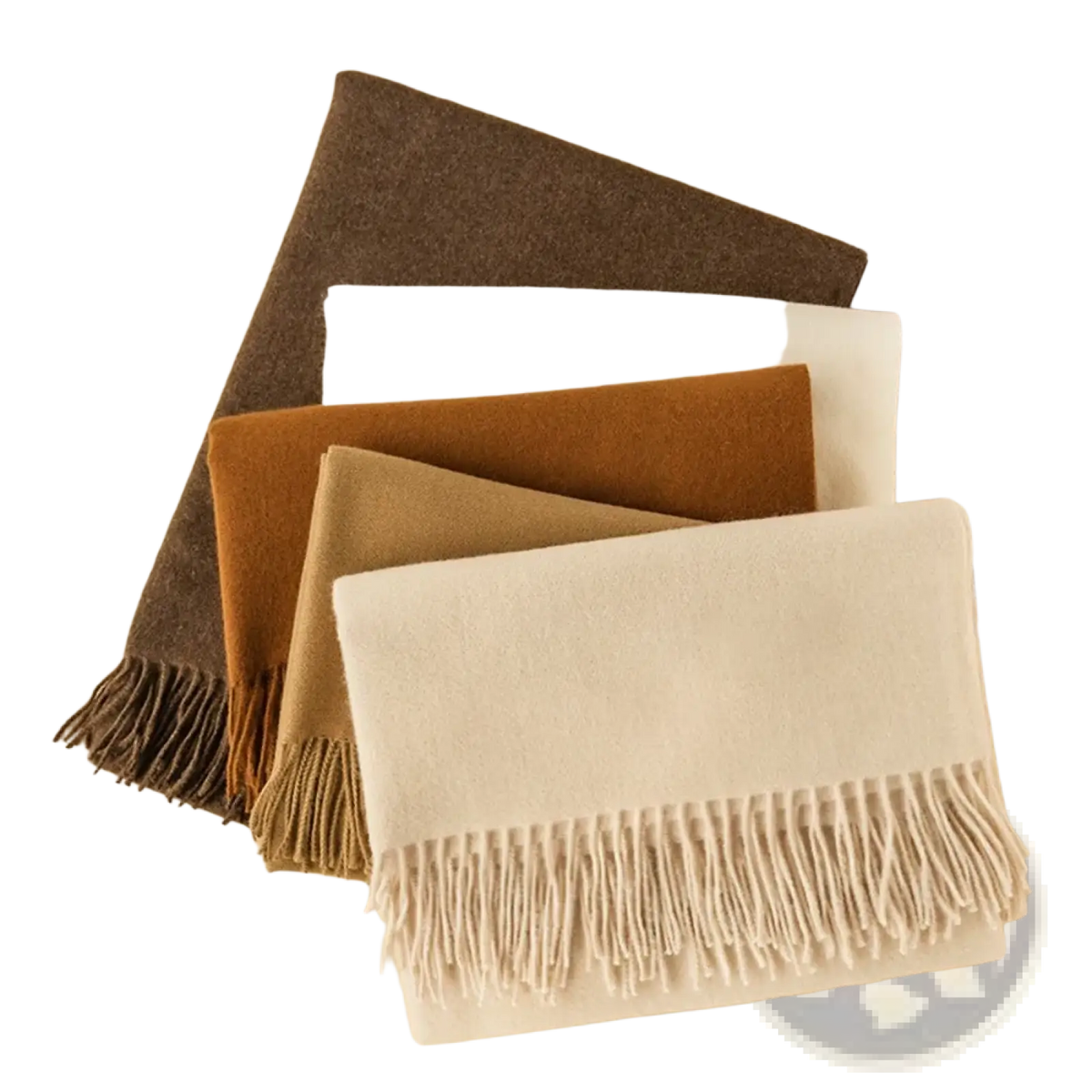 A collection of soft earth-toned wool scarves with delicate fringe detail for warm women solid cashmere winter shawls