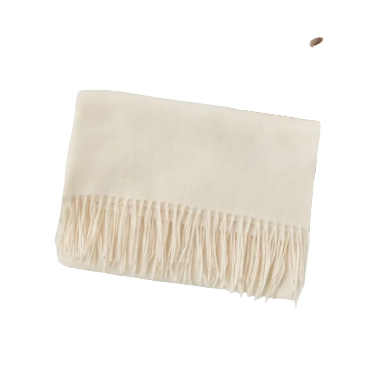 Cream-colored woolen women solid cashmere winter scarf with soft long fringe warm shawl for cold weather use
