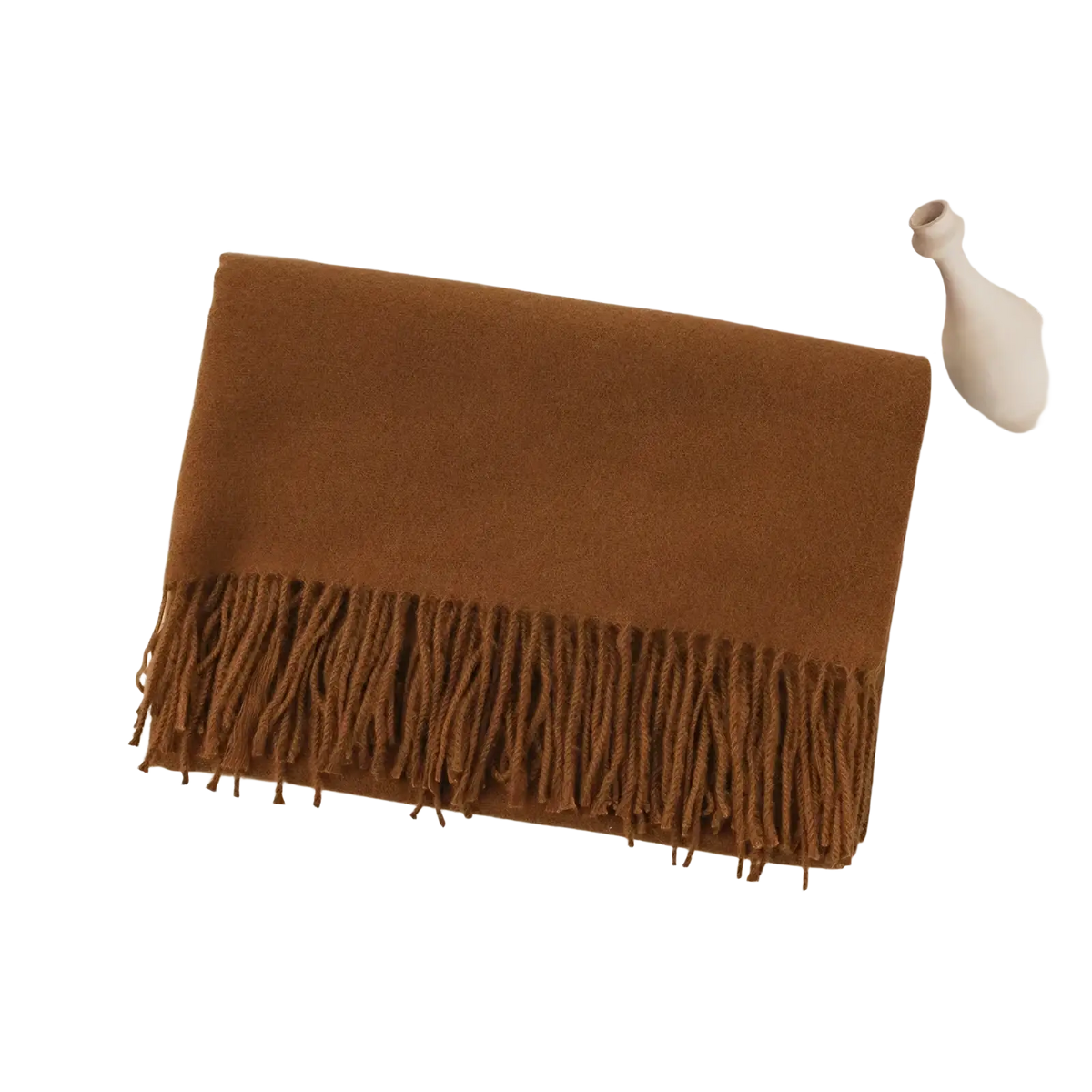 A soft warm brown cashmere scarf with delicate fringe detailing for women solid cashmere winter scarf warm shawl