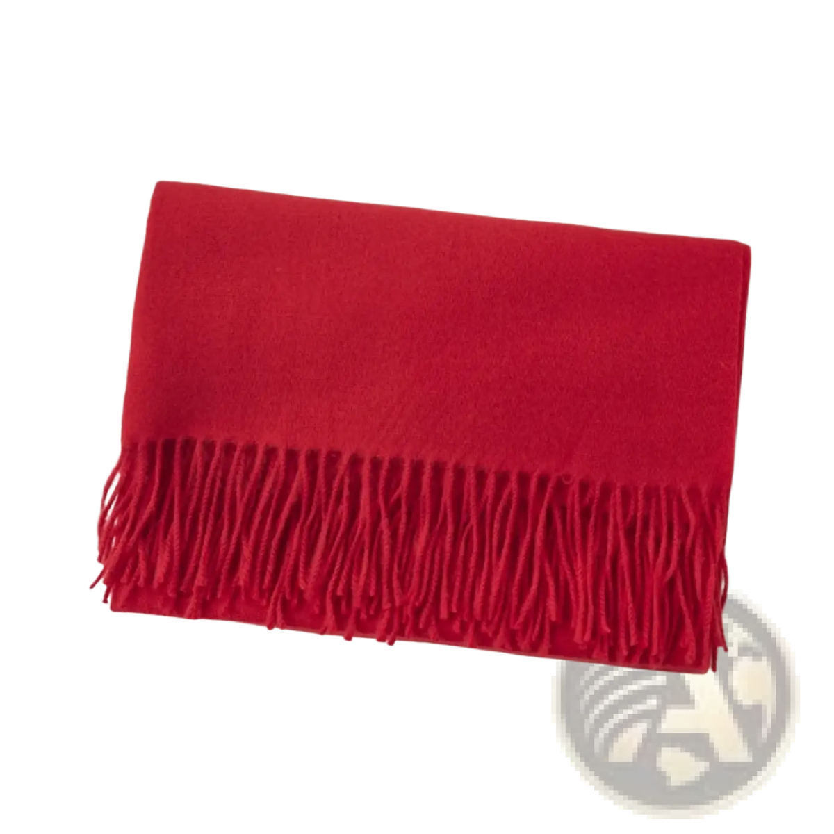 A vibrant red soft-textured cashmere woolen scarf with fringe trim for women for winter warmth and style