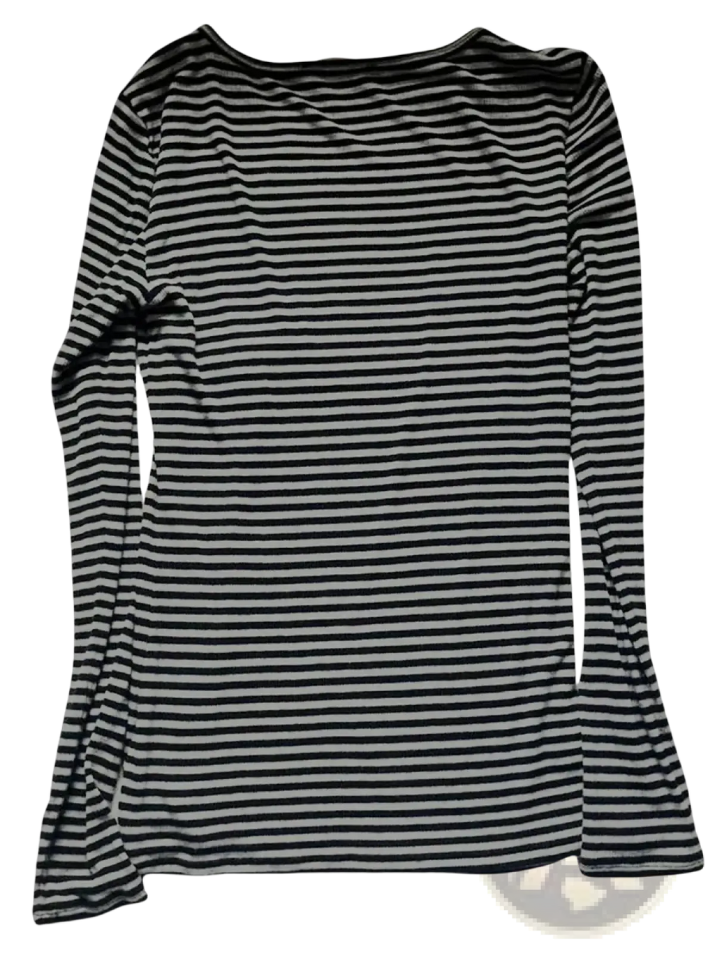 Women striped long sleeve slim fit t shirt in black and white horizontal stripes made of soft stretchy fabric