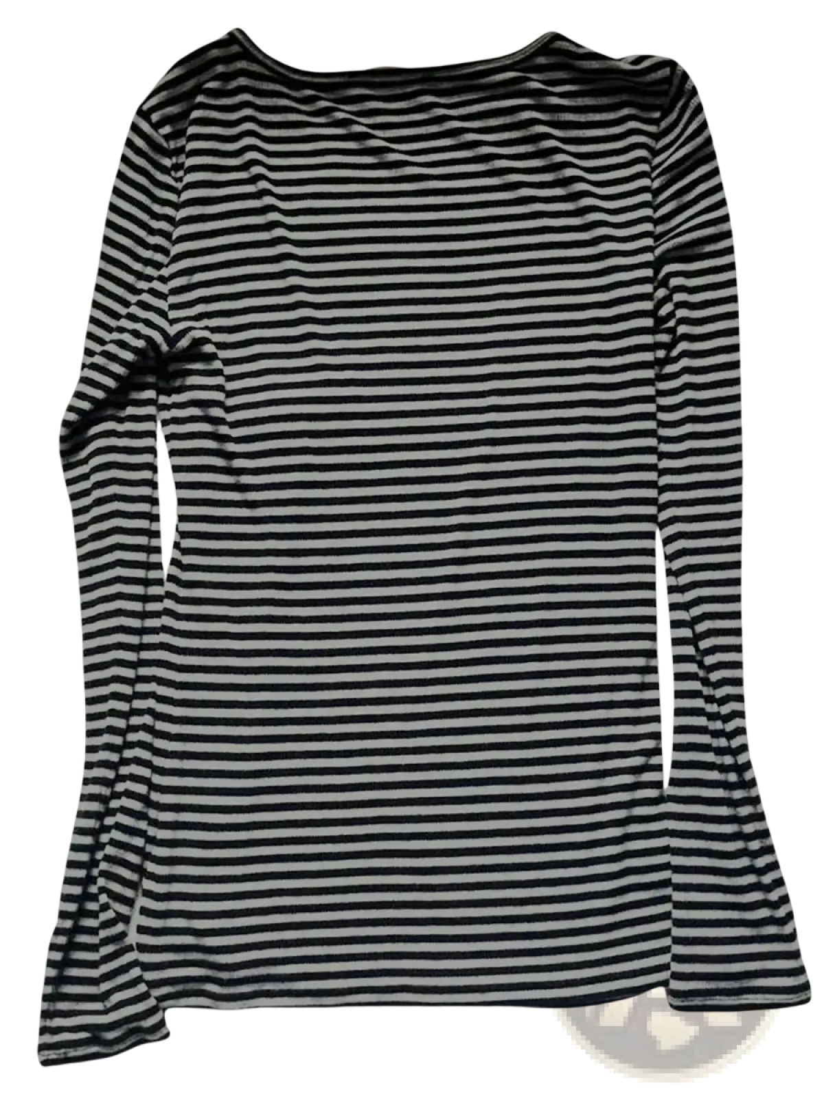 Women striped long sleeve slim fit t shirt in black and white horizontal stripes made of soft stretchy fabric